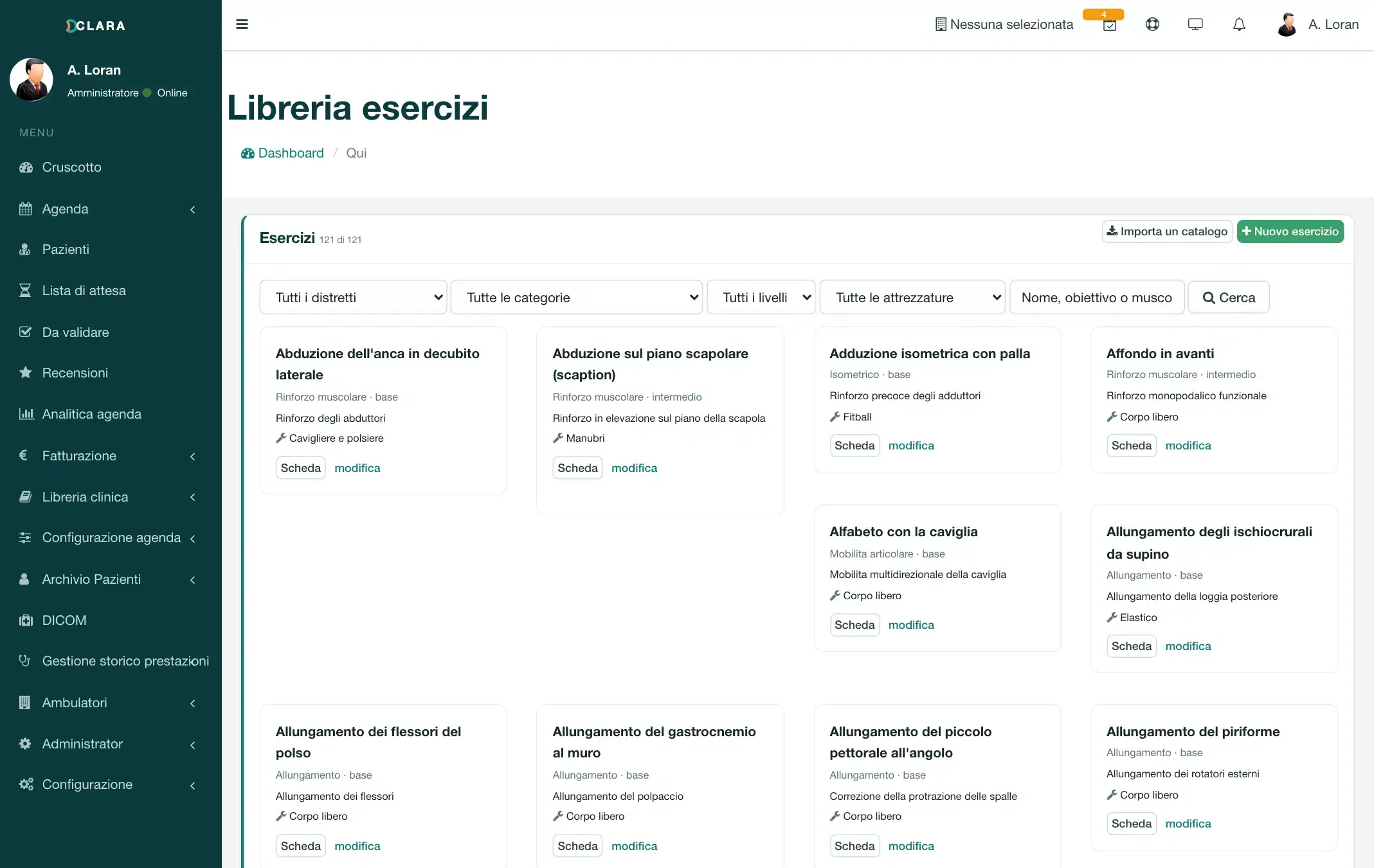 CLARA: Libreria esercizi