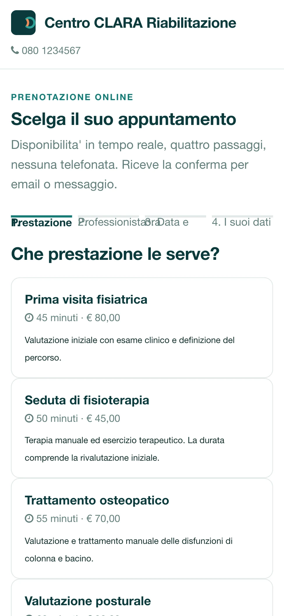 CLARA: prenotazione online da smartphone